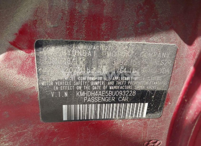 Photo 9 of 2011 Hyundai Elantra GLS (ULSAN PLANT) (VIN KMHDH4AE5BU093228)