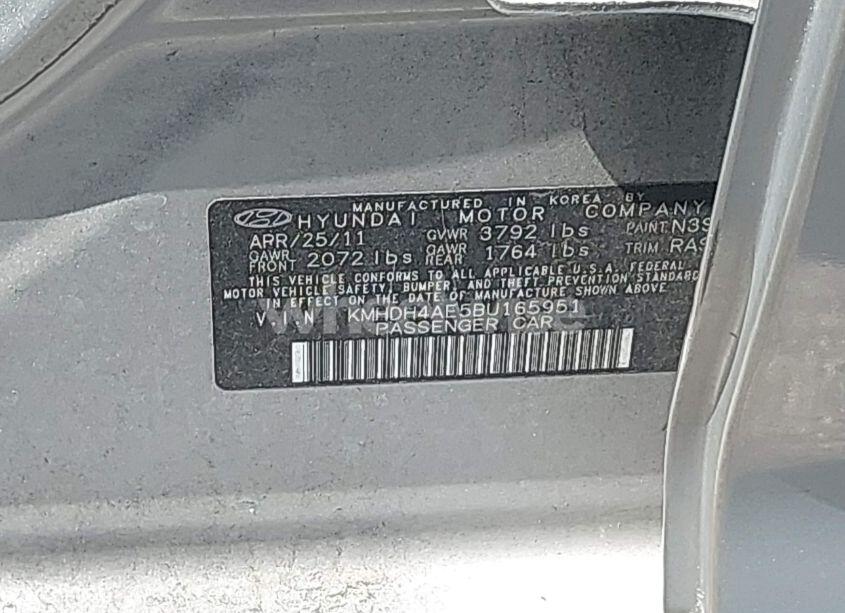 Photo 9 of 2011 Hyundai Elantra GLS (ULSAN PLANT) (VIN KMHDH4AE5BU165951)
