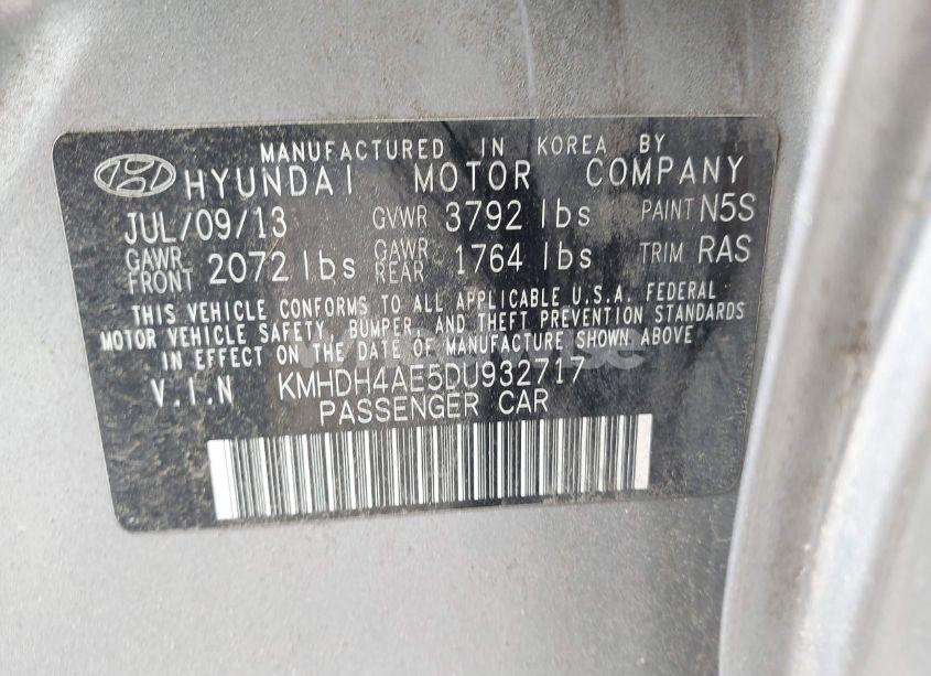 Photo 9 of 2013 Hyundai Elantra GLS (VIN KMHDH4AE5DU932717)