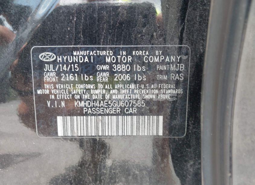 Photo 9 of 2016 Hyundai Elantra SE (VIN KMHDH4AE5GU607585)