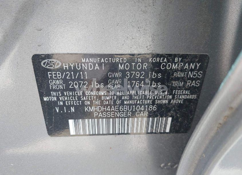 Photo 9 of 2011 Hyundai Elantra GLS (ULSAN PLANT) (VIN KMHDH4AE6BU104186)