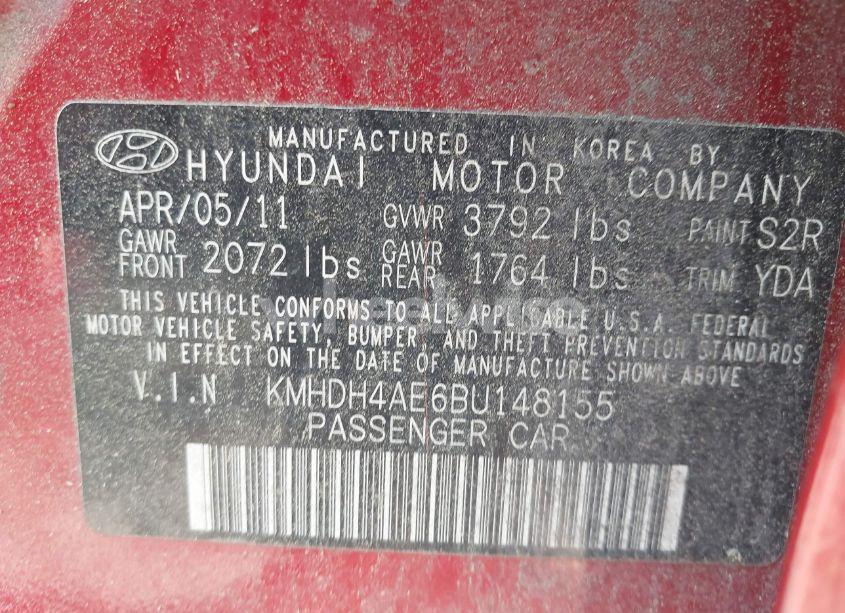 Photo 9 of 2011 Hyundai Elantra GLS (ULSAN PLANT) (VIN KMHDH4AE6BU148155)