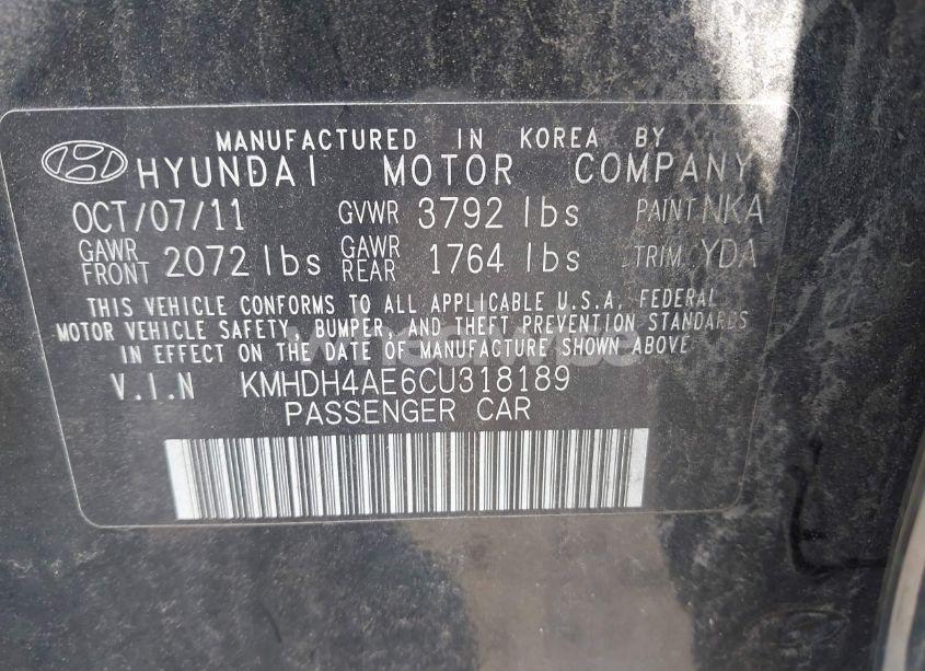 Photo 9 of 2012 Hyundai Elantra GLS (ULSAN PLANT) (VIN KMHDH4AE6CU318189)