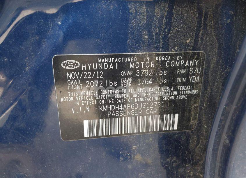 Photo 9 of 2013 Hyundai Elantra LIMITED (VIN KMHDH4AE6DU712731)