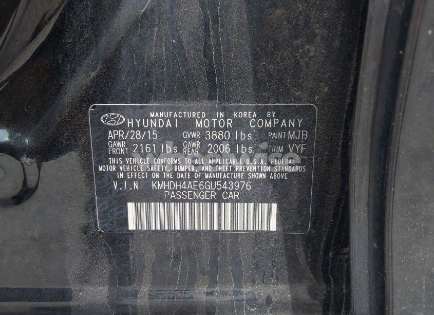 Photo 9 of 2016 Hyundai Elantra SE (VIN KMHDH4AE6GU543976)