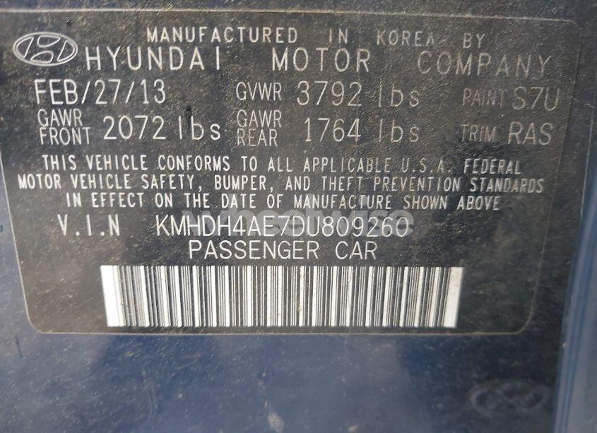 Photo 9 of 2013 Hyundai Elantra GLS (VIN KMHDH4AE7DU809260)