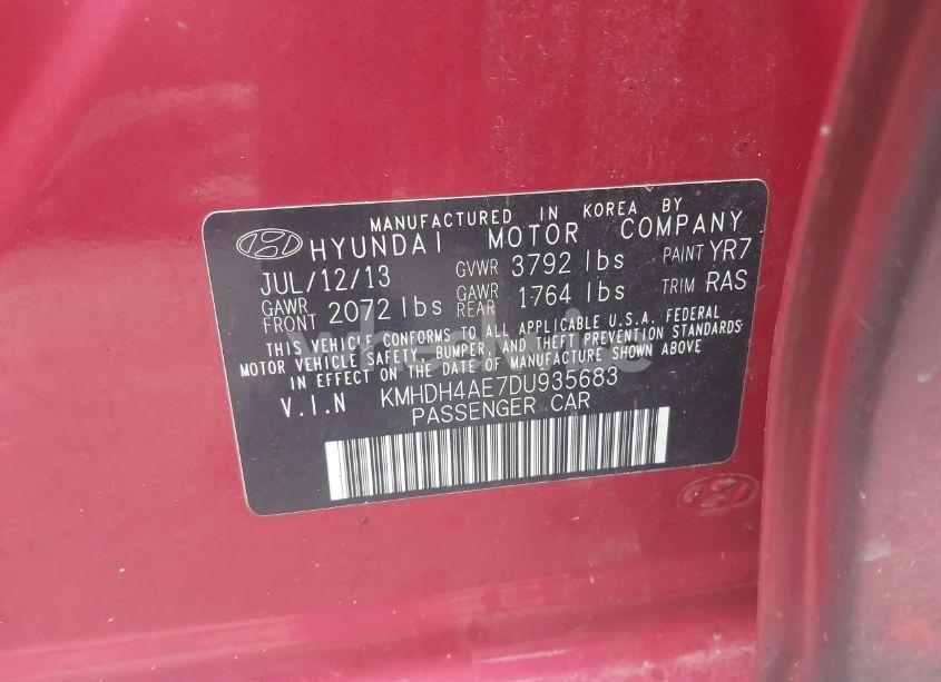 Photo 9 of 2013 Hyundai Elantra GLS (VIN KMHDH4AE7DU935683)