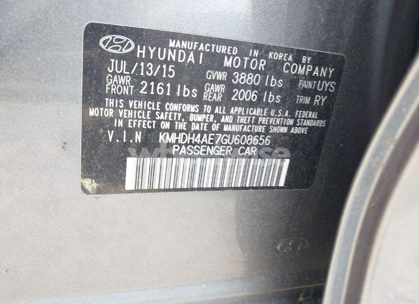 Photo 9 of 2016 Hyundai Elantra VALUE EDITION (VIN KMHDH4AE7GU608656)