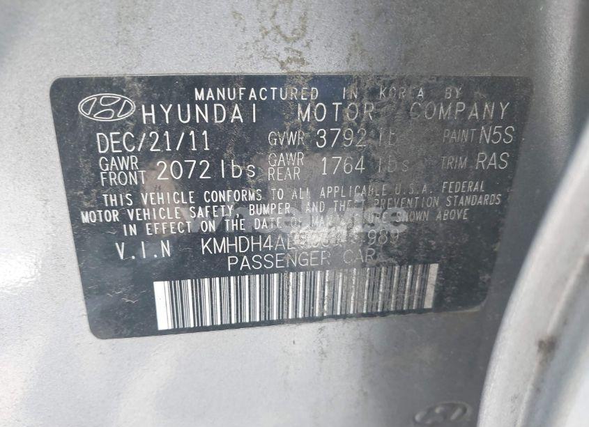 Photo 9 of 2012 Hyundai Elantra GLS (ULSAN PLANT) (VIN KMHDH4AE8CU404989)