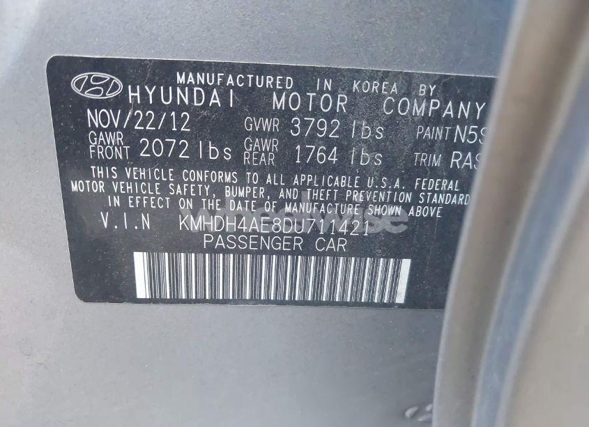 Photo 9 of 2013 Hyundai Elantra GLS (VIN KMHDH4AE8DU711421)