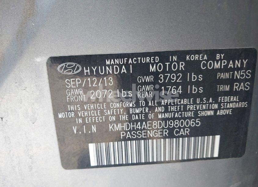 Photo 9 of 2013 Hyundai Elantra GLS (VIN KMHDH4AE8DU980065)