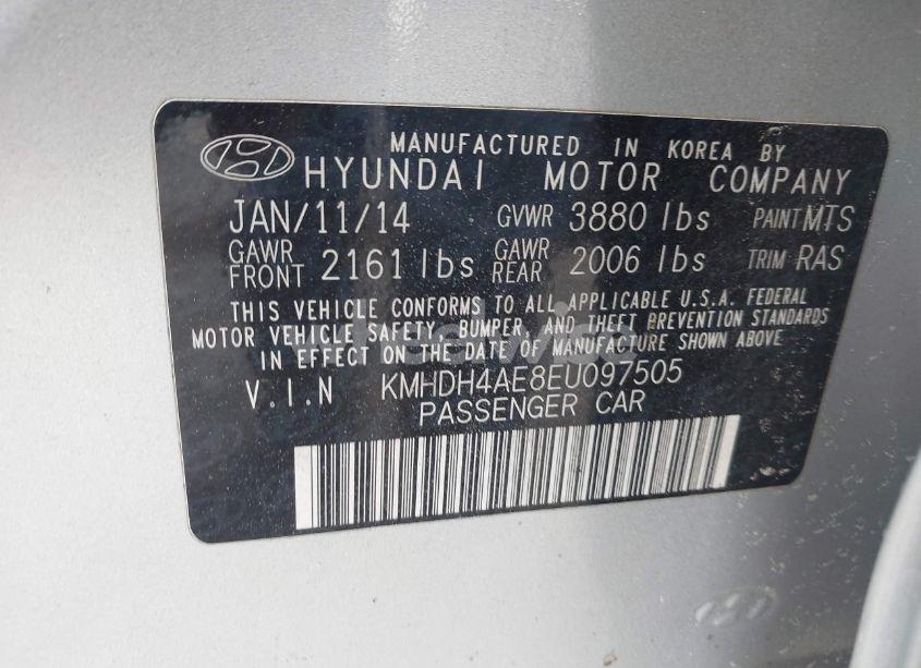 Photo 9 of 2014 Hyundai Elantra SE (ULSAN PLANT) (VIN KMHDH4AE8EU097505)