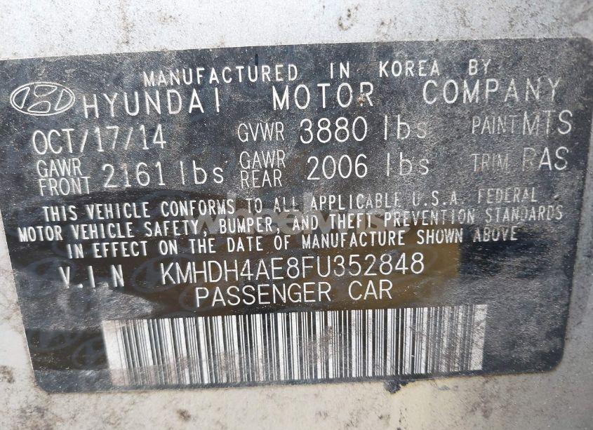 Photo 9 of 2015 Hyundai Elantra SE (VIN KMHDH4AE8FU352848)