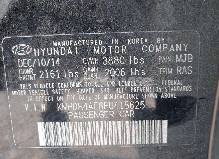 Photo 9 of 2015 Hyundai Elantra SE (VIN KMHDH4AE8FU415625)