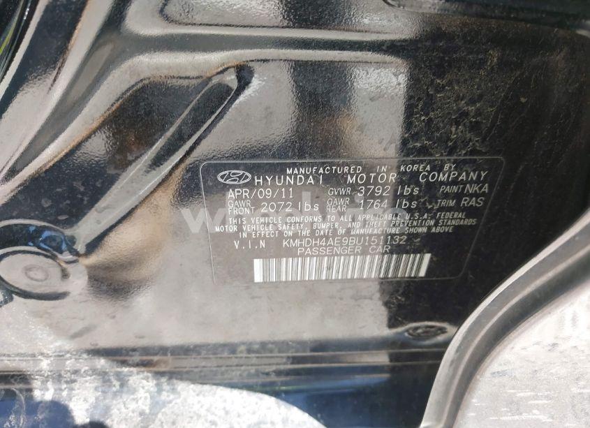 Photo 9 of 2011 Hyundai Elantra GLS (ULSAN PLANT) (VIN KMHDH4AE9BU151132)