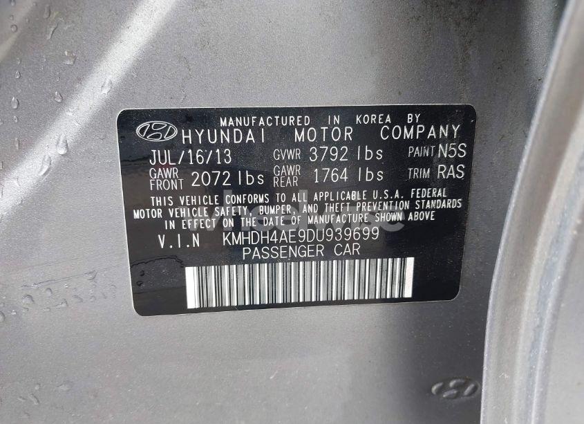 Photo 9 of 2013 Hyundai Elantra GLS (VIN KMHDH4AE9DU939699)