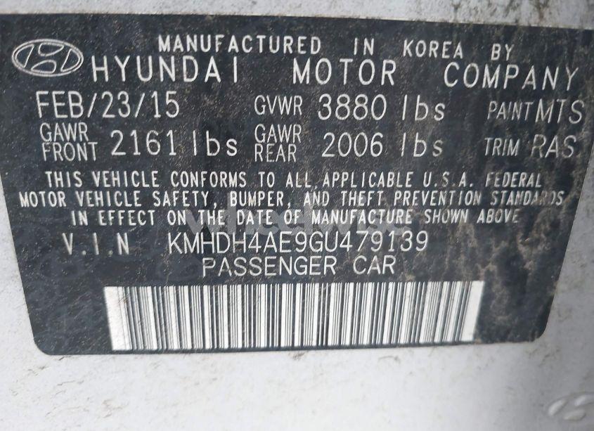 Photo 9 of 2016 Hyundai Elantra SE (VIN KMHDH4AE9GU479139)