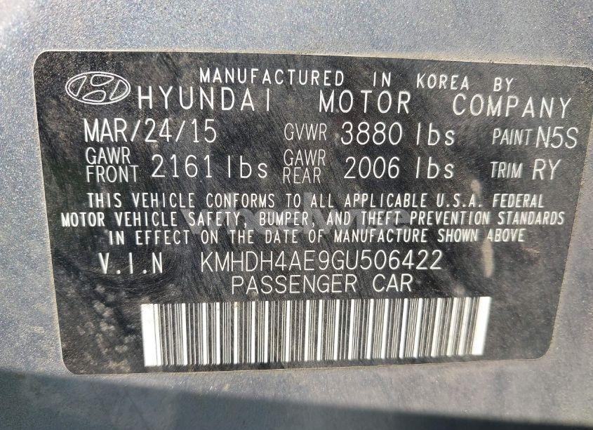 Photo 9 of 2016 Hyundai Elantra VALUE EDITION (VIN KMHDH4AE9GU506422)