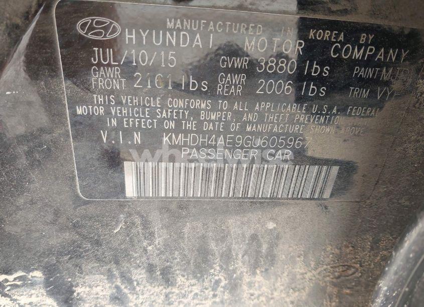 Photo 9 of 2016 Hyundai Elantra LIMITED (VIN KMHDH4AE9GU605967)