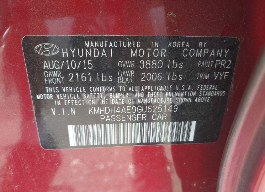 Photo 9 of 2016 Hyundai Elantra SE (VIN KMHDH4AE9GU625149)