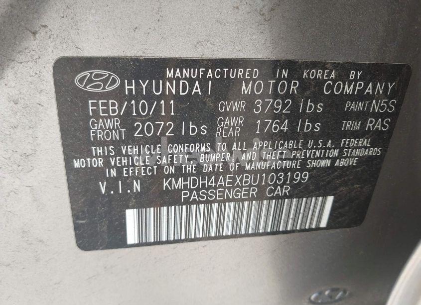 Photo 9 of 2011 Hyundai Elantra GLS (ULSAN PLANT) (VIN KMHDH4AEXBU103199)
