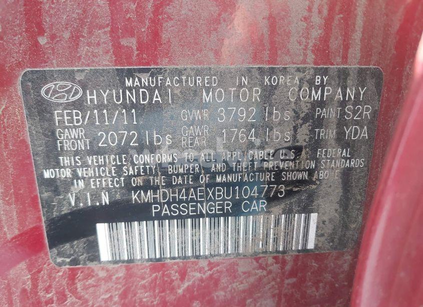 Photo 9 of 2011 Hyundai Elantra GLS (ULSAN PLANT) (VIN KMHDH4AEXBU104773)