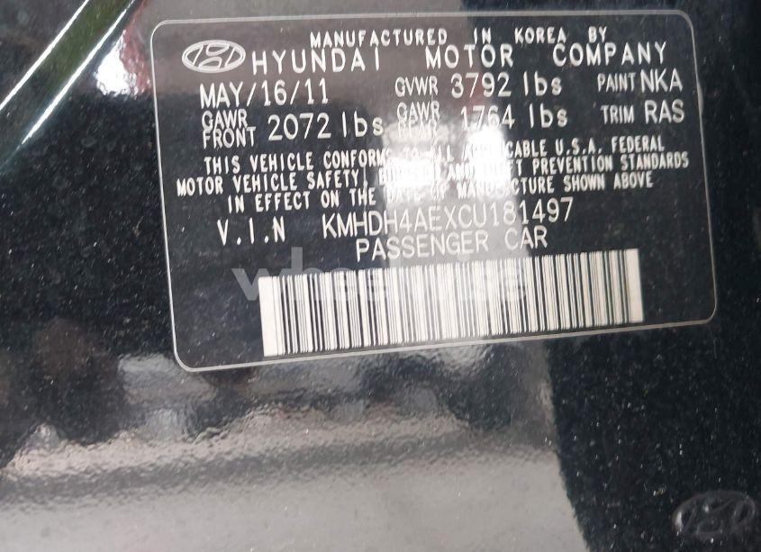 Photo 9 of 2012 Hyundai Elantra GLS (ULSAN PLANT) (VIN KMHDH4AEXCU181497)