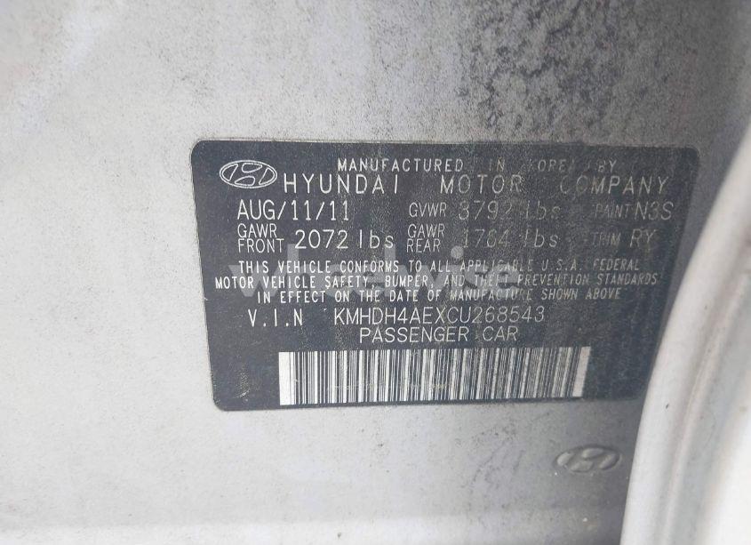 Photo 9 of 2012 Hyundai Elantra LIMITED (ULSAN PLANT) (VIN KMHDH4AEXCU268543)