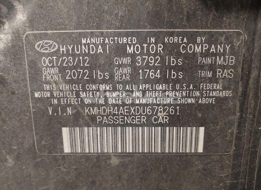 Photo 9 of 2013 Hyundai Elantra GLS (VIN KMHDH4AEXDU678261)