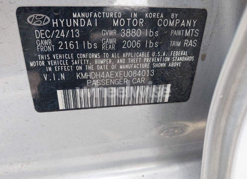 Photo 9 of 2014 Hyundai Elantra SE (VIN KMHDH4AEXEU084013)