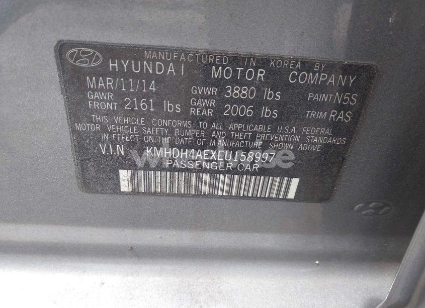 Photo 9 of 2014 Hyundai Elantra SE (VIN KMHDH4AEXEU158997)