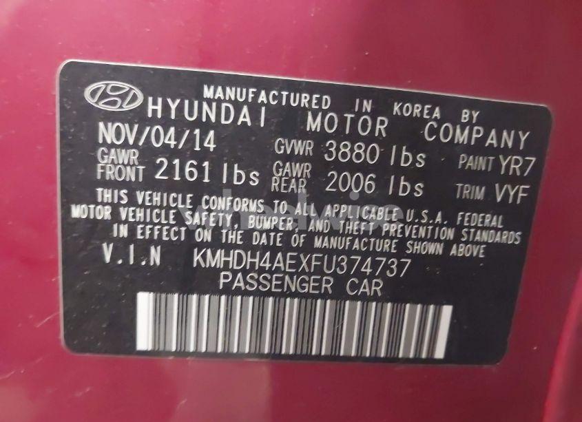 Photo 9 of 2015 Hyundai Elantra LIMITED (VIN KMHDH4AEXFU374737)