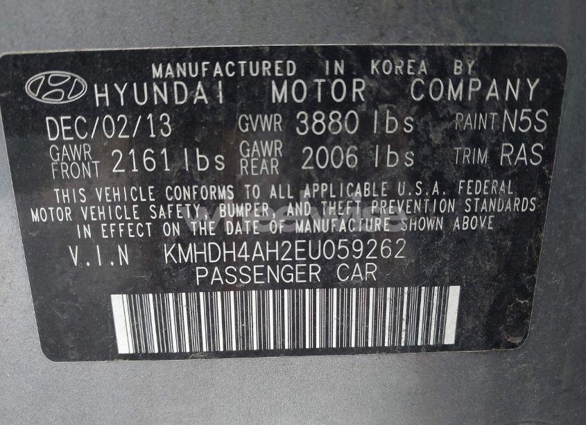 Photo 9 of 2014 Hyundai Elantra SPORT (VIN KMHDH4AH2EU059262)