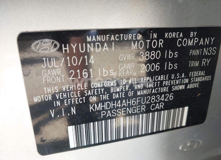 Photo 9 of 2015 Hyundai Elantra SPORT (VIN KMHDH4AH6FU283426)