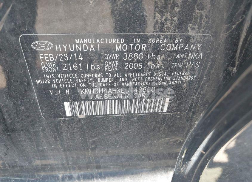 Photo 9 of 2014 Hyundai Elantra SPORT (VIN KMHDH4AHXEU142888)