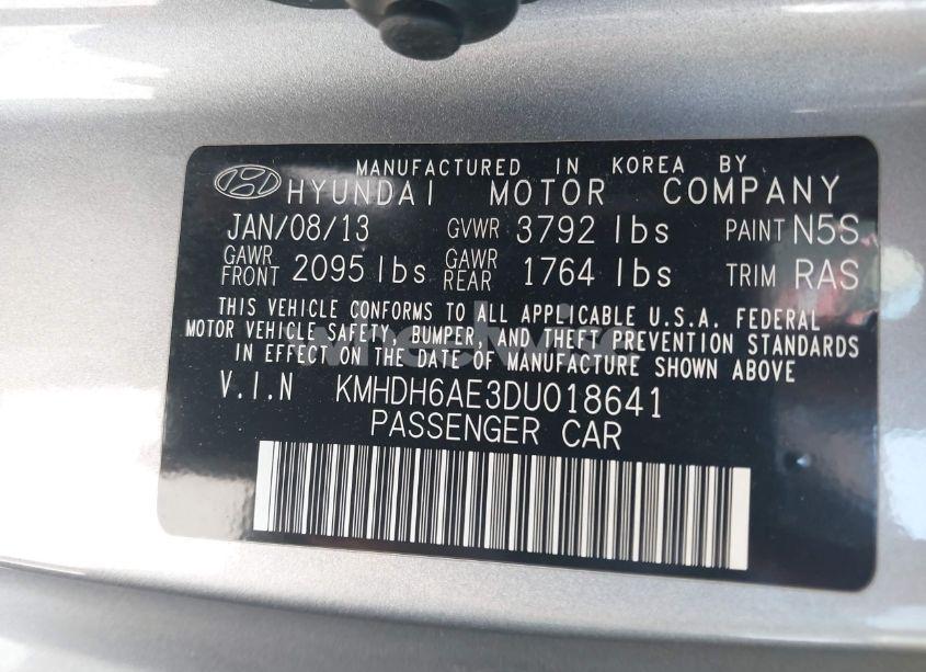 Photo 9 of 2013 Hyundai Elantra GS (VIN KMHDH6AE3DU018641)