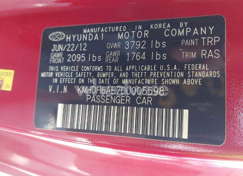 Photo 9 of 2013 Hyundai Elantra GS (VIN KMHDH6AE7DU005598)