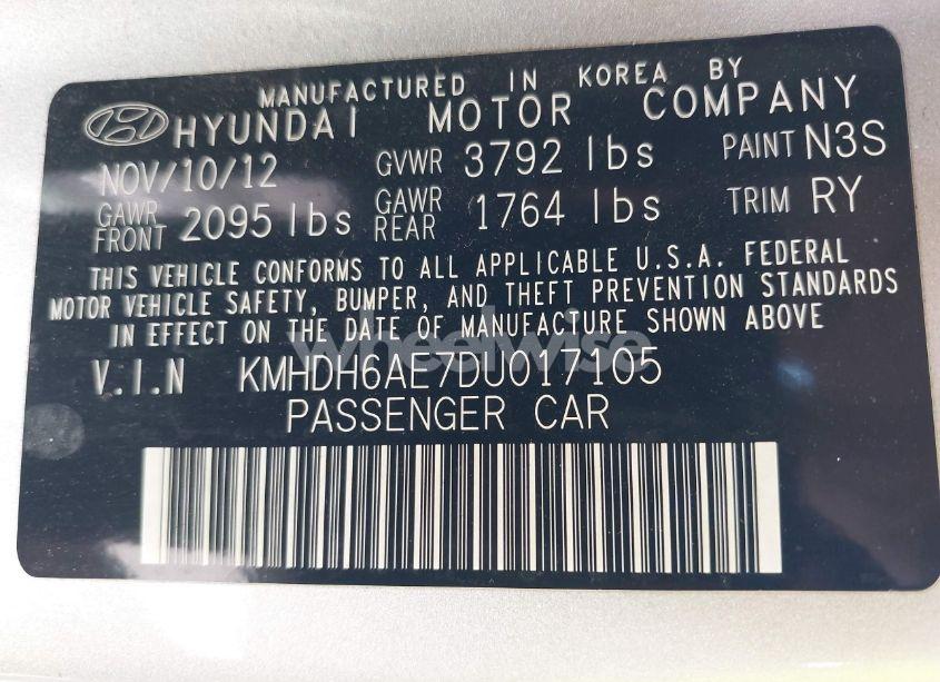 Photo 9 of 2013 Hyundai Elantra GS (VIN KMHDH6AE7DU017105)