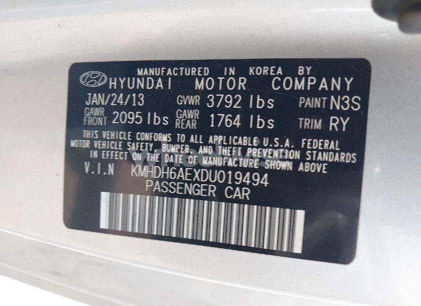 Photo 9 of 2013 Hyundai Elantra SE (VIN KMHDH6AEXDU019494)