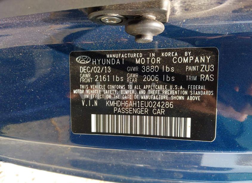 Photo 9 of 2014 Hyundai Elantra (VIN KMHDH6AH1EU024286)