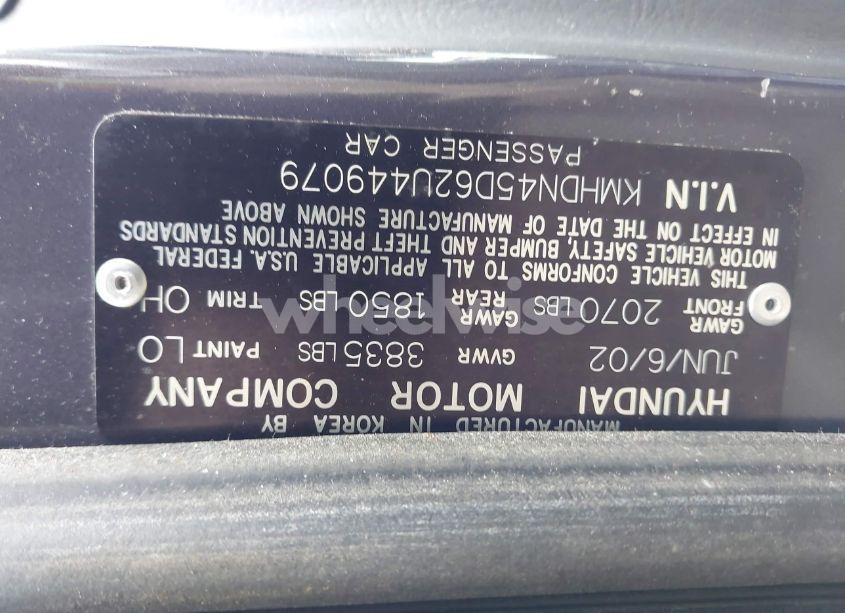 Photo 9 of 2002 Hyundai Elantra GLS (VIN KMHDN45D62U449079)