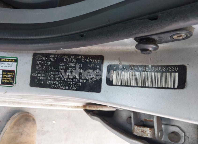 Photo 9 of 2005 Hyundai Elantra GLS/GT (VIN KMHDN46D05U987330)