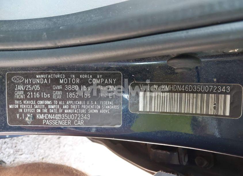 Photo 9 of 2005 Hyundai Elantra GLS/GT (VIN KMHDN46D35U072343)