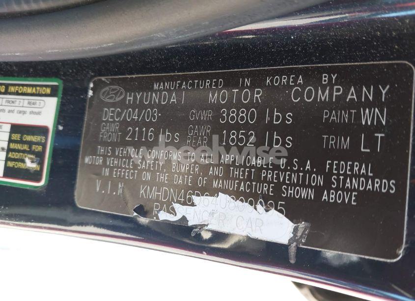 Photo 9 of 2004 Hyundai Elantra GLS/GT (VIN KMHDN46D64U809095)