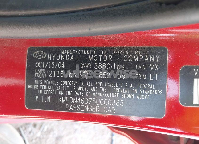 Photo 9 of 2005 Hyundai Elantra GLS/GT (VIN KMHDN46D75U000383)