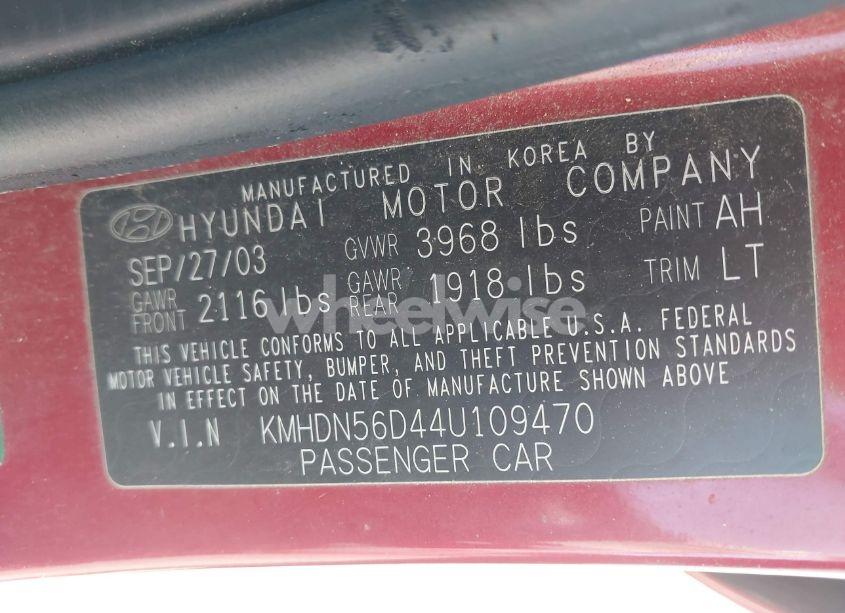 Photo 9 of 2004 Hyundai Elantra GT (VIN KMHDN56D44U109470)