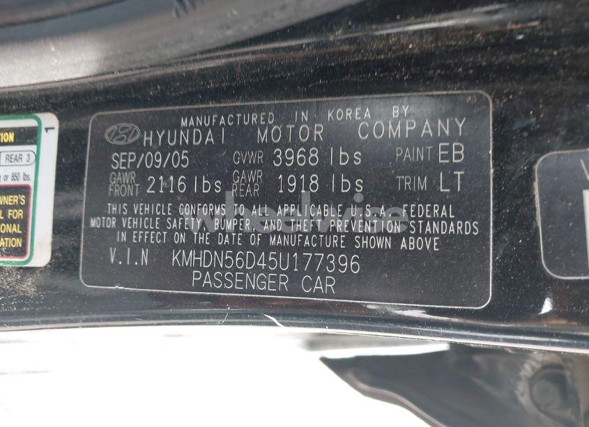 Photo 9 of 2005 Hyundai Elantra GLS/GT (VIN KMHDN56D45U177396)