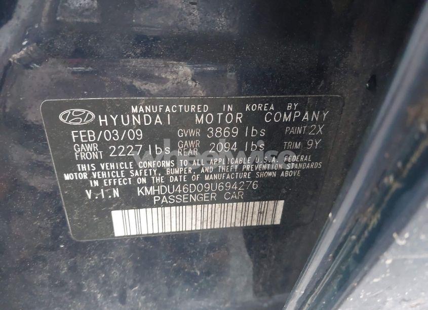Photo 9 of 2009 Hyundai Elantra SE (VIN KMHDU46D09U694276)