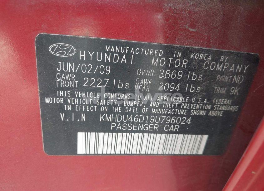 Photo 9 of 2009 Hyundai Elantra GLS (VIN KMHDU46D19U796024)