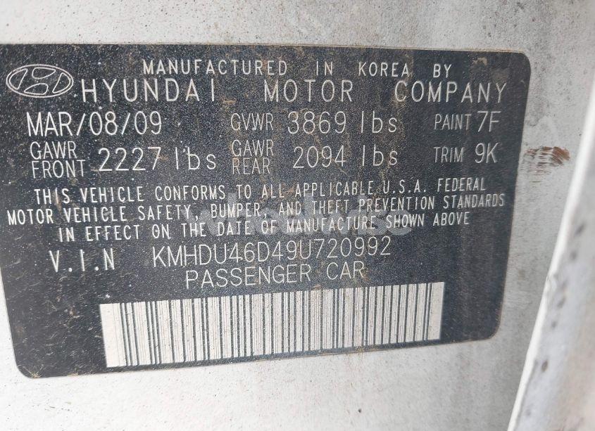 Photo 9 of 2009 Hyundai Elantra GLS (VIN KMHDU46D49U720992)